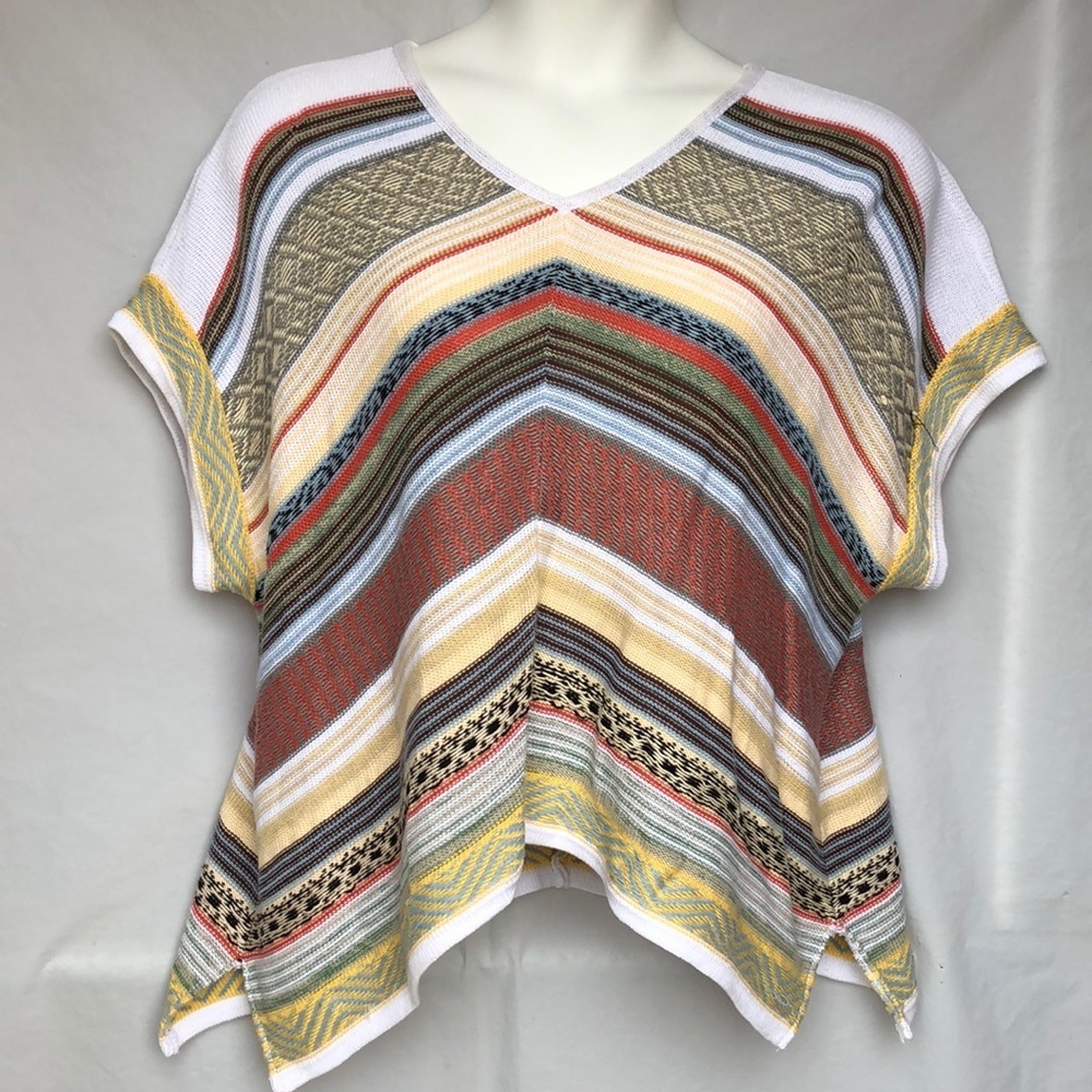 LA Blend Poncho style striped sweater size Large